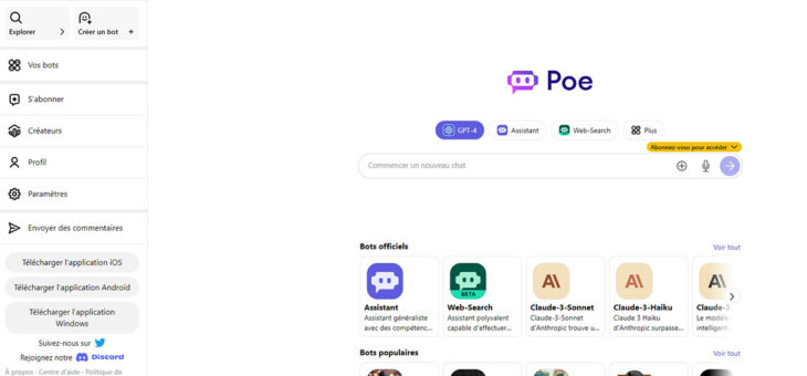 Poe : une plateforme qui regroupe plusieurs solutions d’IA génératives